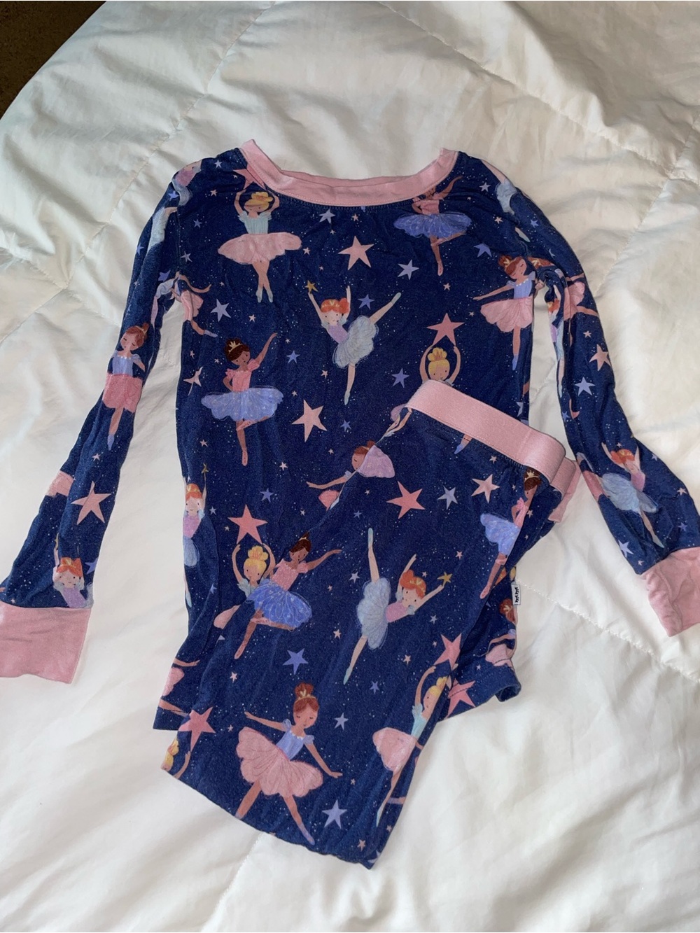 Little Sleepies Navy Ballerina Pajama Set with Pink Trim